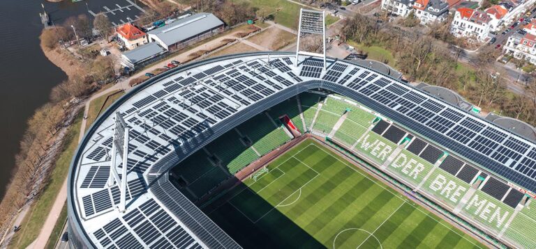 Bremen, Germany - March 2022: Aerial view on the roof